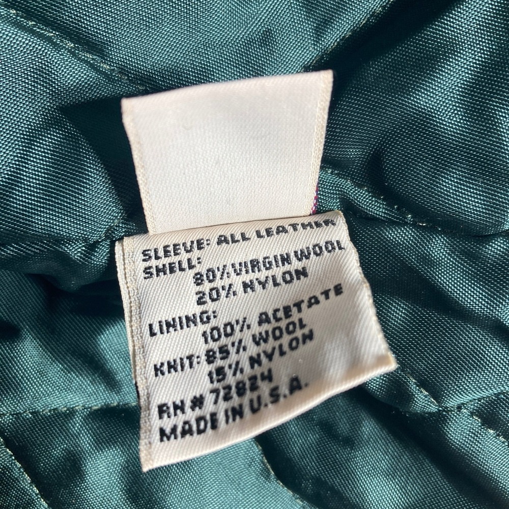 Moosehead Canadian Lager Beer Varsity Jacket XXL Green Wool Brown Leather USA - Picture 14 of 15